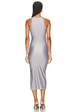 Coperni Tank Top Dress in Green & White Check, view 4, click to view large image.