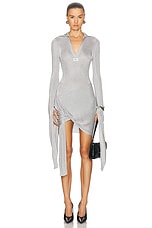 Coperni Knotted Sleeved Dress in Silver, view 1, click to view large image.