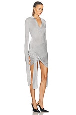 Coperni Knotted Sleeved Dress in Silver, view 2, click to view large image.