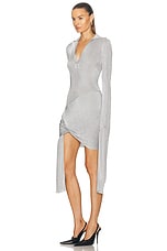 Coperni Knotted Sleeved Dress in Silver, view 3, click to view large image.