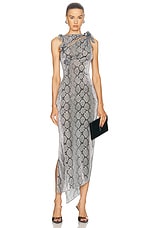 Coperni Asymmetric Flower Gown in Print Snake, view 1, click to view large image.