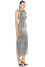 Coperni Asymmetric Flower Gown in Print Snake, view 2, click to view large image.