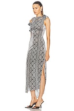 Coperni Asymmetric Flower Gown in Print Snake, view 3, click to view large image.