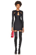 Coperni Cut Out Draped Dress in Black, view 1, click to view large image.