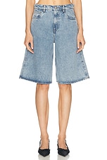 Coperni Bermuda Denim Shorts in Blue Washed, view 1, click to view large image.