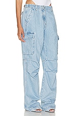 Coperni Denim Wide Leg Cargo Pants in ICE BLUE, view 2, click to view large image.