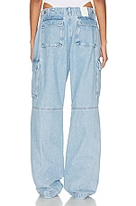 Coperni Denim Wide Leg Cargo Pants in ICE BLUE, view 3, click to view large image.