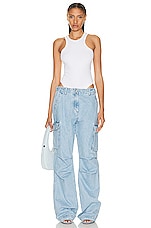 Coperni Denim Wide Leg Cargo Pants in ICE BLUE, view 4, click to view large image.