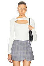 Coperni Knitted Cut Out Long Sleeved Top in White, view 1, click to view large image.