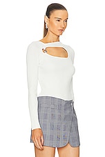 Coperni Knitted Cut Out Long Sleeved Top in White, view 2, click to view large image.