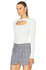 Coperni Knitted Cut Out Long Sleeved Top in White, view 3, click to view large image.