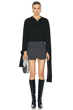 Coperni Knotted Sleeves Polo Sweater in Black, view 1, click to view large image.