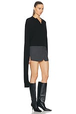 Coperni Knotted Sleeves Polo Sweater in Black, view 3, click to view large image.