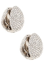 Coperni Crystal Embellished Earrings in Silver, view 1, click to view large image.