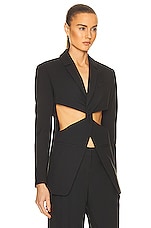 Coperni Twisted Cut Out Tailored Jacket in Black, view 2, click to view large image.