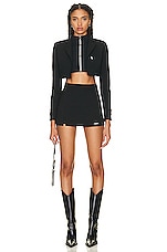 Coperni Cropped Tailored Jacket in Black, view 5, click to view large image.