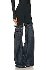 Coperni Hybrid Denim Flare Trousers in Black & Dark Navy, view 2, click to view large image.
