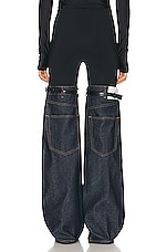 Coperni Hybrid Denim Flare Trousers in Black & Dark Navy, view 3, click to view large image.