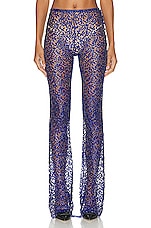 Coperni Lace Flared Trousers in Royal Blue, view 1, click to view large image.