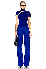 Coperni Low Rise Loose Tailored Trouser in Blue, view 4, click to view large image.
