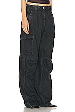 Coperni Denim Wide Leg Cargo Pant in Washed Black, view 2, click to view large image.
