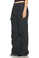 Coperni Denim Wide Leg Cargo Pant in Washed Black, view 3, click to view large image.