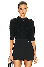 Coperni Hooded Cable Knit Bodysuit in Black, view 1, click to view large image.