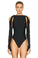 Coperni Cut Out Bodysuit in Black, view 2, click to view large image.
