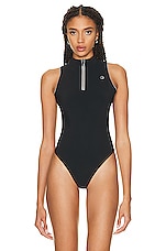 Coperni Zipped Sleeveless Bodysuit in Black, view 2, click to view large image.