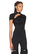 Coperni Jersey Draped Cut Out Top in Black, view 2, click to view large image.