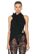 Coperni Flower-detail Asymmetric Top in Black, view 1, click to view large image.