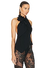 Coperni Flower-detail Asymmetric Top in Black, view 2, click to view large image.