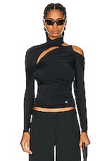 Coperni Asymetric Twisted Top in Black, view 1, click to view large image.