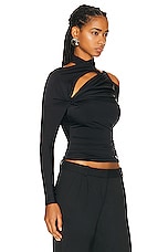 Coperni Asymetric Twisted Top in Black, view 2, click to view large image.