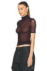 Coperni High Neck Fitted Top in Burgundy, view 3, click to view large image.