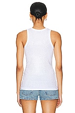 Coperni Crystal Embellished Logo Tank Top in Optic White, view 3, click to view large image.