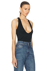 Coperni Deep Cut Lightweight Tank Top in Black, view 2, click to view large image.