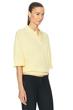 Coperni Knotted Short Sleeved Polo Top in Pale Yellow, view 2, click to view large image.
