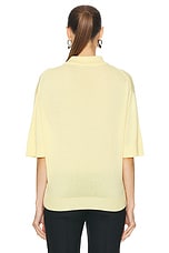 Coperni Knotted Short Sleeved Polo Top in Pale Yellow, view 3, click to view large image.