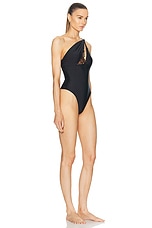 Coperni Asymmetric Swimsuit in Black, view 2, click to view large image.