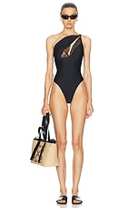 Coperni Asymmetric Swimsuit in Black, view 5, click to view large image.