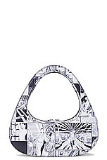 Coperni Comic Print Baguette Swipe Bag in Black & White, view 3, click to view large image.