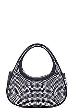 Coperni Crystal Embellished Micro Baguette Swipe Bag in Black Crystal, view 3, click to view large image.