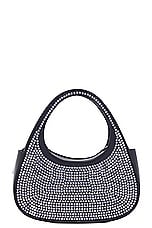 Coperni Crystal Embellished Micro Baguette Swipe Bag in Black Crystal, view 4, click to view large image.