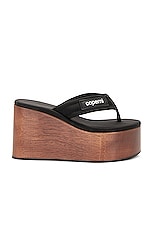 Coperni Wooden Branded Wedge Sandal in Black & Brown | FWRD