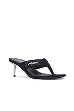 Coperni Branded Thong Sandal in Black, view 2, click to view large image.