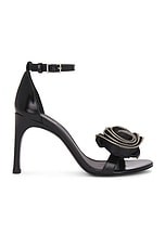Coperni Flower Single Strap Sandals in Black, view 1, click to view large image.