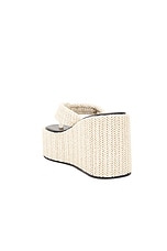 Coperni Branded Raffia Wedge Sandal in Beige, view 3, click to view large image.