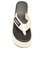 Coperni Branded Raffia Wedge Sandal in Beige, view 4, click to view large image.