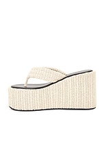 Coperni Branded Raffia Wedge Sandal in Beige, view 5, click to view large image.